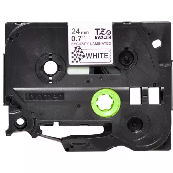 Juostelė etiketėms Brother TZE-SE5 — 24 mm x 8 m, juoda ant baltos