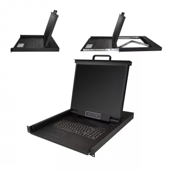 StarTech.com RKCONS1901 1U konsolė su 19 colių LCD monitoriumi, VGA KVM, USB palaikymu, 50 000 MTBF