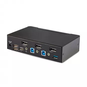 StarTech.com 2 prievadų DisplayPort KVM jungiklis, 8K 60Hz / 4K 144Hz, vienas ekranas, DP 1.4, 2x USB 3.0 prievadai, 4x USB 2.0 HID prievadai, mygtukinis ir klavišinis perjungimas, TAA atitiktis - nepriklausoma nuo OS, metalinis korpusas