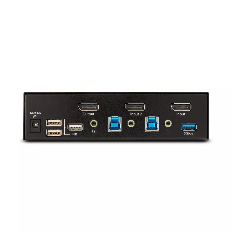 StarTech.com 2 prievadų DisplayPort KVM jungiklis, 8K 60Hz / 4K 144Hz, vienas ekranas, DP 1.4, 2x USB 3.0 prievadai, 4x USB 2.0 HID prievadai, mygtukinis ir klavišinis perjungimas, TAA atitiktis - nepriklausoma nuo OS, metalinis korpusas