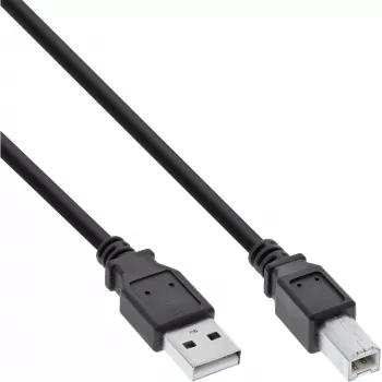 USB 2.0 laidas, A tipas (kištukas) / B tipas (kištukas), juodas, 0,5 m, InLine 34550X