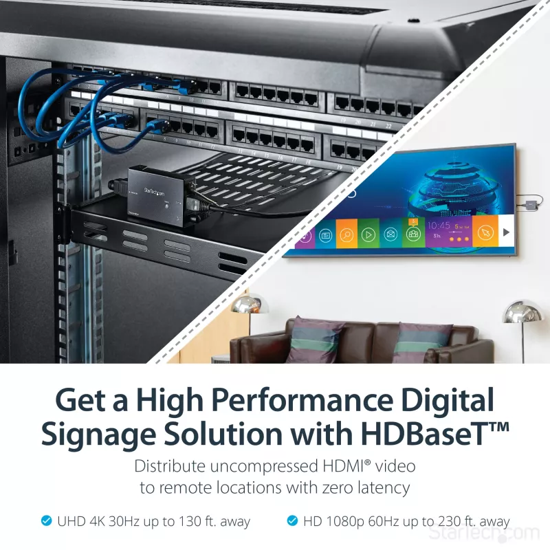 StarTech.com HDMI per CAT5e HDBaseT prailgintuvas - maitinimas per kabelį - Ultra HD 4K - TAA
