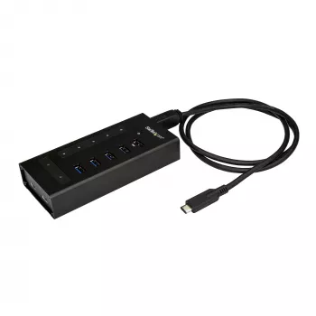 StarTech.com 7 prievadų USB C šakotuvas - USB Type-C į 2x USB-C/5x USB-A - Komercinis metalinis USB 3.0 šakotuvas - SuperSpeed USB 3.2 Gen 1 (5Gbps) - su maitinimu - BC 1.2 greitas įkrovimas - montuojamas/patvarus