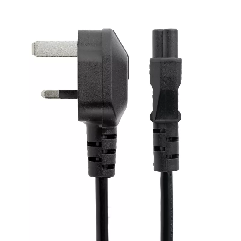 StarTech.com 1 m maitinimo laidas nešiojamam kompiuteriui, BS 1363 į C5 (dobilinis lapas), 2,5 A 250 V, 18 AWG, JK nešiojamojo kompiuterio pakaitinis laidas