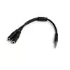 StarTech.com ausinių adapteris su atskirais ausinių ir mikrofono lizdais - 3,5 mm 4 kontaktų į 2x 3 kontaktų 3,5 mm M/F