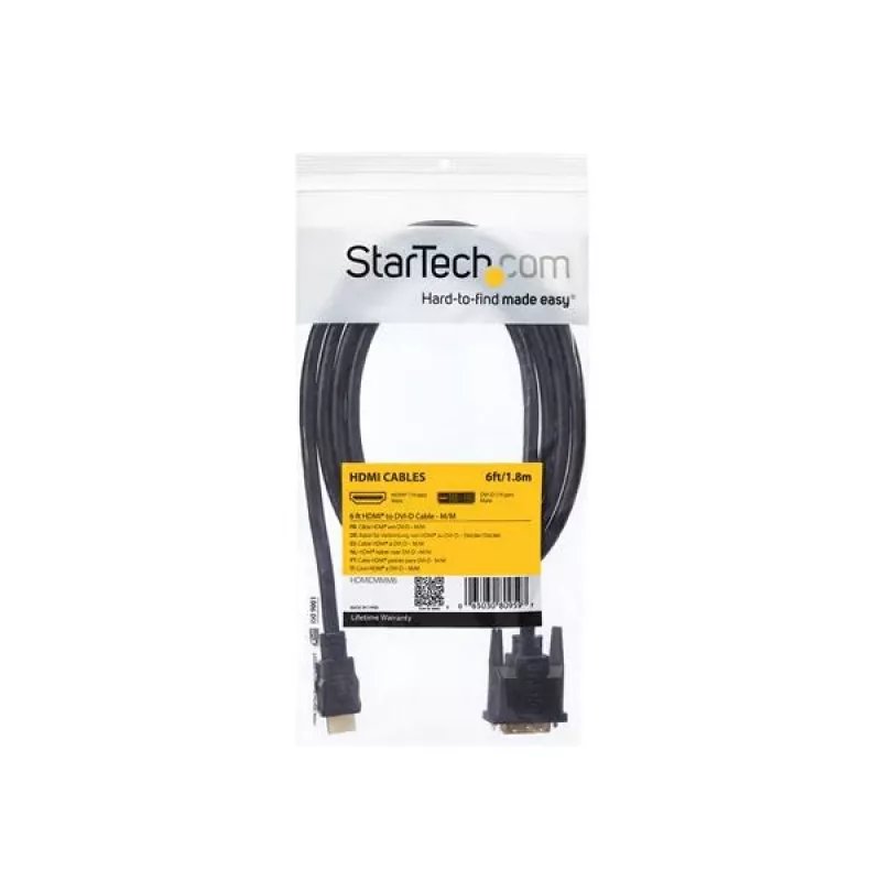 StarTech.com 1,8 m HDMI į DVI-D laidas - vyriškas/vyriškas