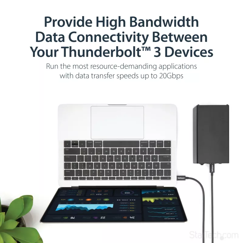 StarTech.com 1 m Thunderbolt 3 (20 Gbps) USB-C laidas – suderinamas su Thunderbolt, USB ir DisplayPort