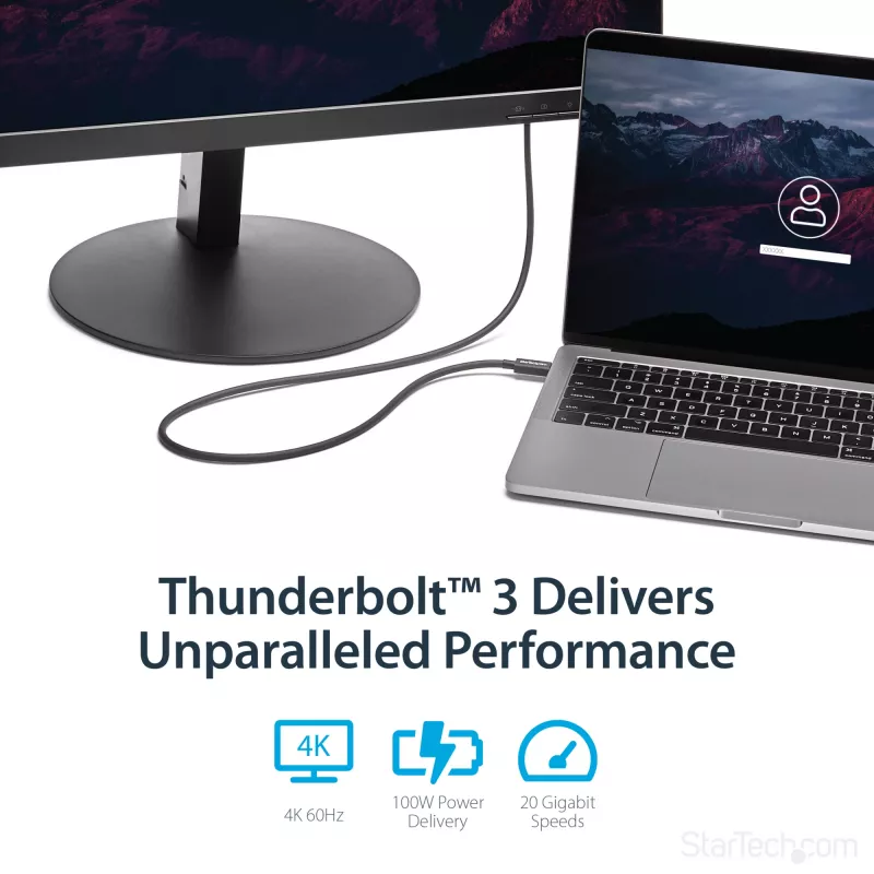 StarTech.com 1 m Thunderbolt 3 (20 Gbps) USB-C laidas – suderinamas su Thunderbolt, USB ir DisplayPort