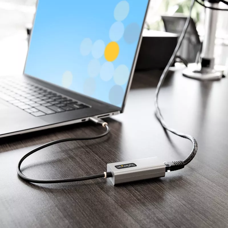 StarTech.com USB-C į Ethernet adapteris, USB 3.0 iki Gigabit Ethernet tinklo adapteris - 10/100/1000 Mbps, USB-C į RJ45 Ethernet adapteris (GbE), 12 colių pritvirtintas kabelis, tvarkyklių nereikalaujantis diegimas
