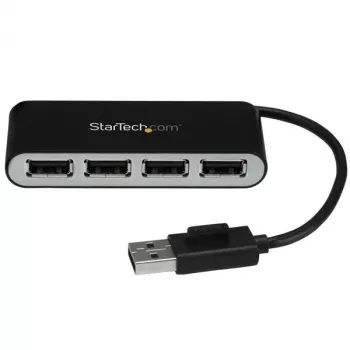 StarTech.com 4 prievadų nešiojamas USB 2.0 centras su įmontuotu kabeliu