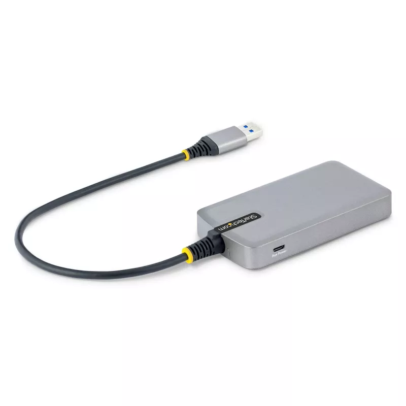 StarTech.com 4 prievadų USB 3.0 šakotuvas – USB-A iki 4x USB-A, 5Gbps, maitinamas iš magistralės su papildomu maitinimo įvadu, nešiojamas