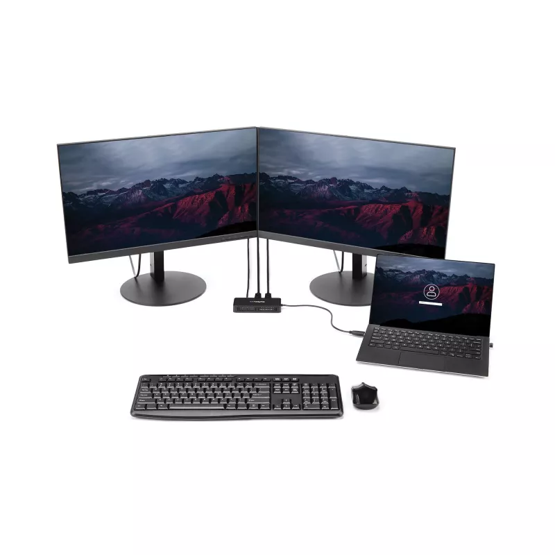StarTech.com USB 3.0 Mini Dock – nešiojama dokų stotelė su dviem DisplayPort 4K 60Hz, Gigabit Ethernet, 30 cm kabeliu