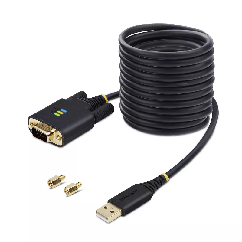 StarTech.com 10ft (3m) USB į serijinį adapterio kabelis, COM išlaikymas, keičiami varžtai/veržlės, USB-A į DB9 RS232, FTDI IC, ESD apsauga, Windows/macOS/Linux