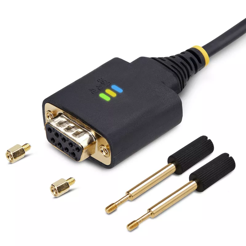 StarTech.com USB į Null Modem RS232 adapterio kabelis 1m, USB-A, FTDI, keičiami DB9 varžtai/veržlės, COM išlaikymas, 4 lygio ESD apsauga, Windows/macOS/ChromeOS/Linux, tvirta TPE konstrukcija