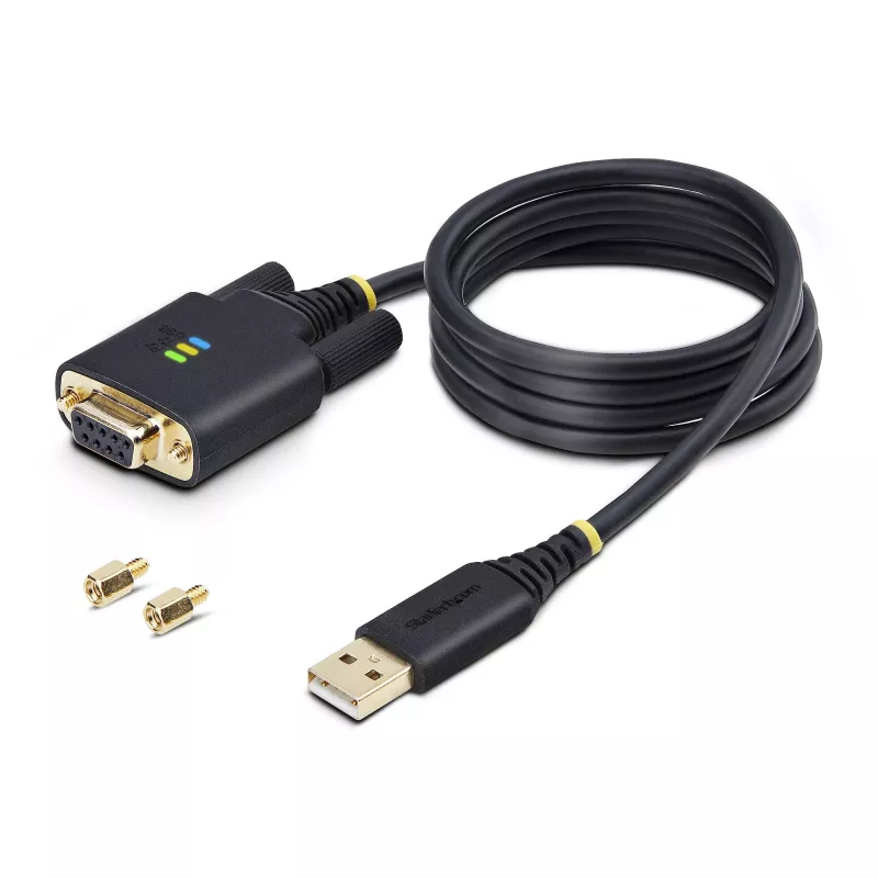 StarTech.com USB į Null Modem RS232 adapterio kabelis 1m, USB-A, FTDI, keičiami DB9 varžtai/veržlės, COM išlaikymas, 4 lygio ESD apsauga, Windows/macOS/ChromeOS/Linux, tvirta TPE konstrukcija