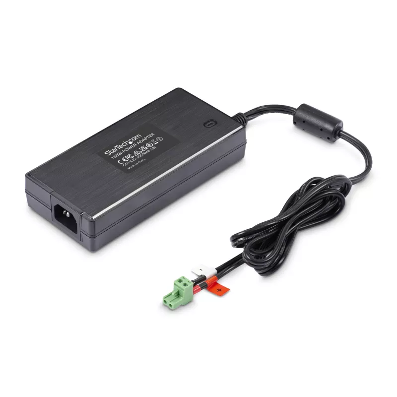 StarTech.com 160W Universalus DC maitinimo adapteris (24V/6,6A), 1,2m dviejų laidų laidas, 2/3 kontaktų gnybtų blokai, 100-240V kintamosios/nuolatinės srovės išorinis maitinimo šaltinis pramoniniams USB šakotuvams, NA/UK/EU/ANZ