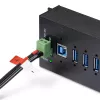 StarTech.com 160W Universalus DC maitinimo adapteris (24V/6,6A), 1,2m dviejų laidų laidas, 2/3 kontaktų gnybtų blokai, 100-240V kintamosios/nuolatinės srovės išorinis maitinimo šaltinis pramoniniams USB šakotuvams, NA/UK/EU/ANZ
