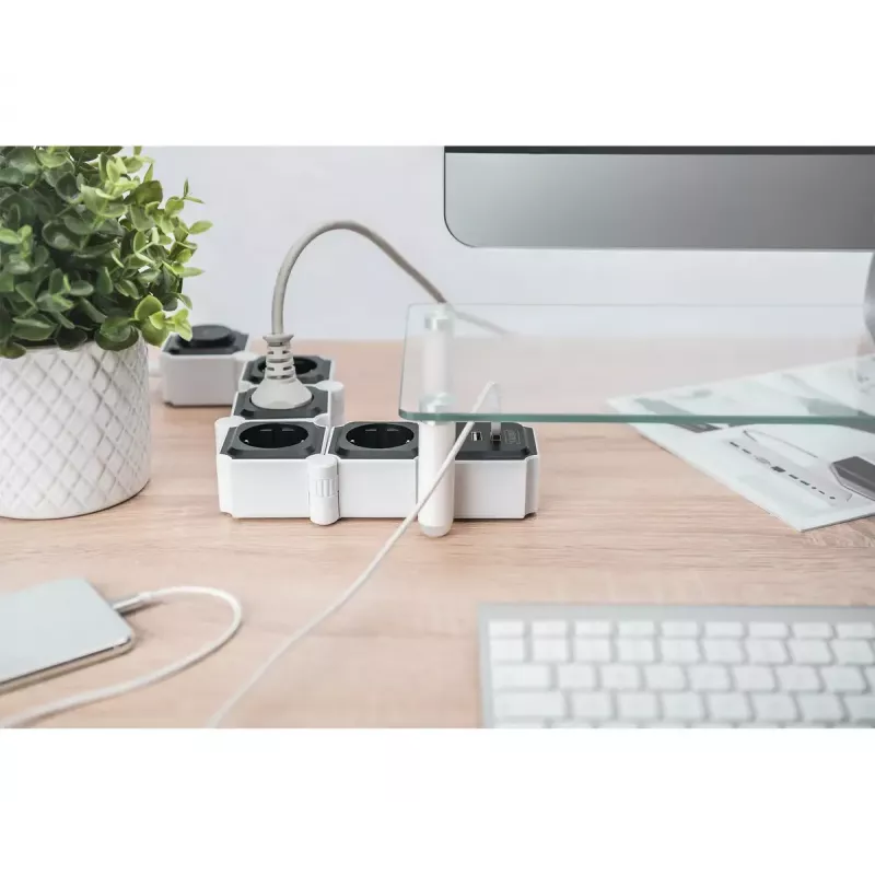 Digitus Flexible 4-ių lizdų ilgintuvas su 2 USB prievadais ir jungikliu