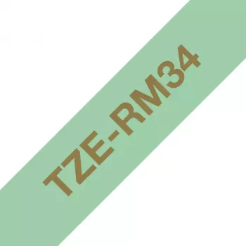 Brother TZE-RM34 etikečių juostelė, auksinė ant mėtų spalvos