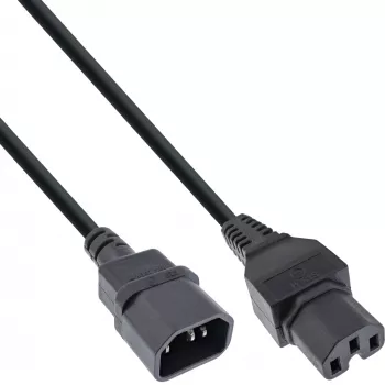 InLine maitinimo laido prailginimas, karšto prisijungimo jungtis IEC-C15 / IEC-C14 tiesi, 3 m