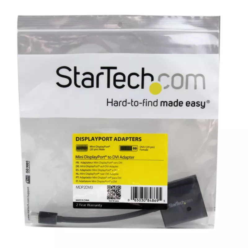 StarTech.com MDP2DVI3 Mini DisplayPort–DVI adapteris, 1920x1200 (WUXGA), pasyvusis, suderinamas su Thunderbolt, 17 cm, juodas