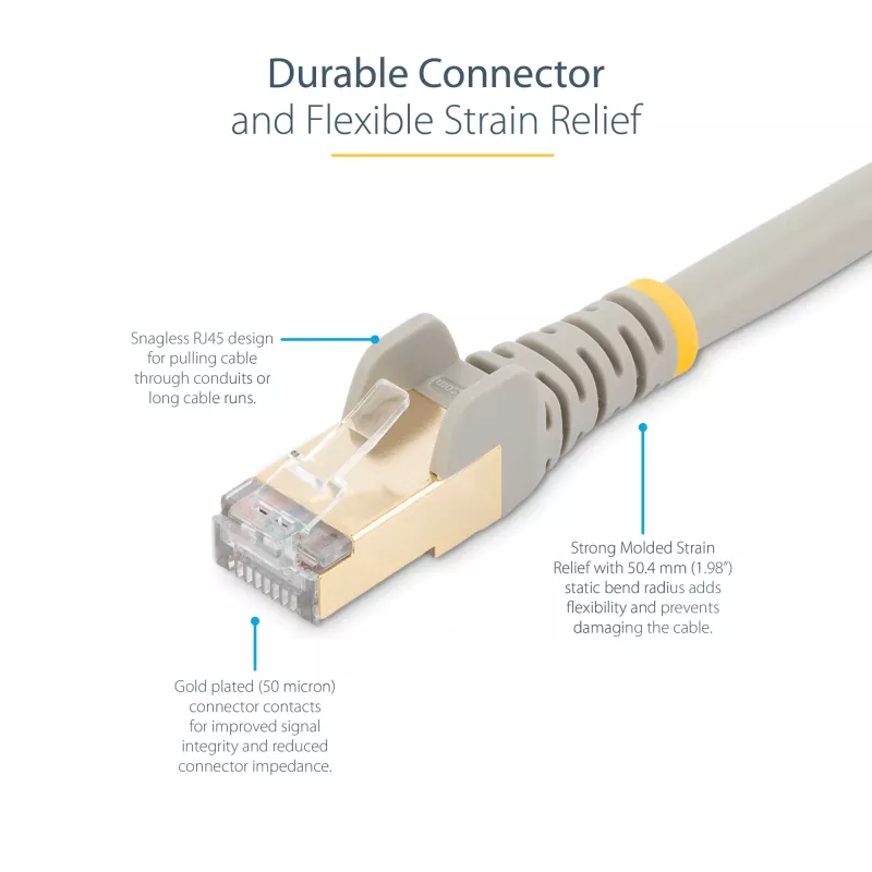 StarTech.com 1m CAT6a Ethernet kabelis - 10 Gigabit ekranuotas RJ45 100W PoE jungiamasis laidas - 10GbE STP tinklo laidas su įtempimo reljefu - pilkas, individualiai testuotas / laidai UL sertifikuoti / TIA