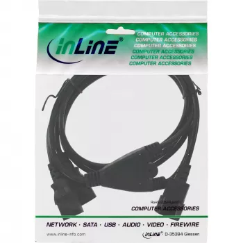 InLine maitinimo Y-laidas vokiškas F tipo 1x IEC-C14 į 2x IEC-C13 1m