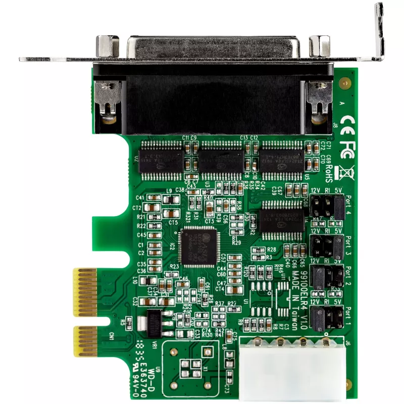 StarTech.com 4 prievadų PCI Express RS232 nuosekliojo ryšio adapterio kortelė - PCIe RS232 nuosekliojo ryšio valdiklio kortelė - PCIe į nuoseklųjį DB9 - 16950 UART - žemo profilio plėtimosi kortelė - Windows/Linux - TAA