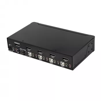StarTech.com 4 prievadų DisplayPort KVM jungiklis - 4K 60Hz - vienas ekranas - dviejų prievadų UHD DP 1.2 USB KVM jungiklis su integruotu USB 2.0 centru ir garsu - Dell, HP, Apple, Lenovo - TAA atitikmuo