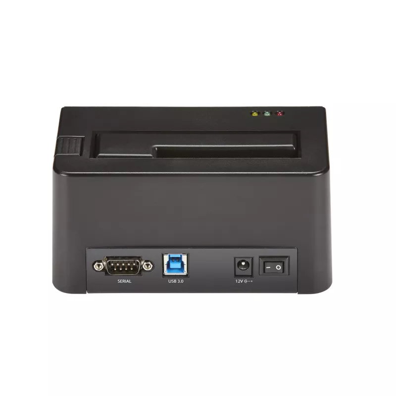 StarTech.com Vieno lizdo kietojo disko trynimo stotelė, atskiras HDD/SSD sanitizer, USB 3.0 į SATA II (3 Gbps), 9 trynimo režimai, LCD ekranas, saugus kietojo disko trynimo dokas, DB-9 spausdintuvo prievadas, TAA atitiktis