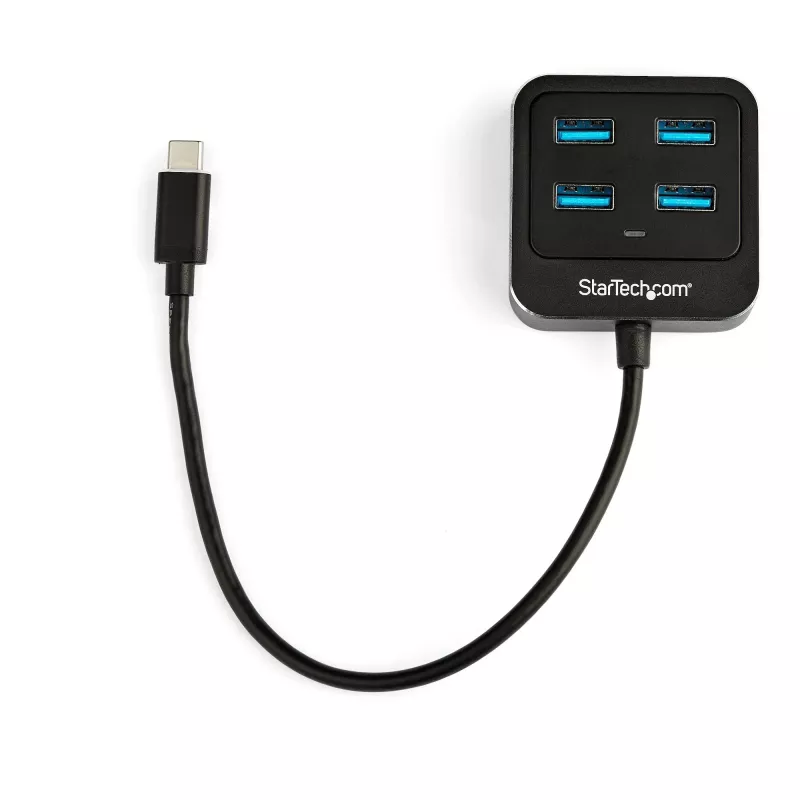 StarTech.com 4 prievadų USB C šakotuvas - USB-C į 4x USB-A prievadus - SuperSpeed 10Gbps USB 3.2 Gen 2 Type-C šakotuvas - maitinamas iš USB magistralės - nešiojamas/kompaktiškas USB-C į USB adapterio šakotuvas nešiojamam kompiuteriui - aliuminis