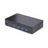 StarTech.com 4 prievadų DisplayPort KVM jungiklis, 8K 60Hz / 4K 144Hz, vienas ekranas, DP 1.4, 2x USB 3.0 prievadai, 4x USB 2.0 HID prievadai, mygtukinis ir klavišinis perjungimas, TAA atitiktis - OS nepriklausomas, metalinis korpusas