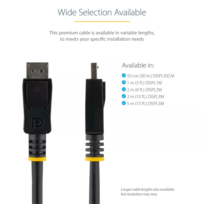 StarTech.com 50 cm DisplayPort 1.2 laidas - 4K x 2K Ultra HD VESA sertifikuotas DP laidas monitoriui - trumpas DP laidas su fiksatoriais