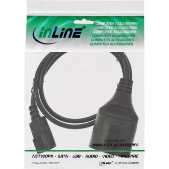 InLine maitinimo laidas, C14 – Schutzkontakt kištukas, juodas, 0,5 m