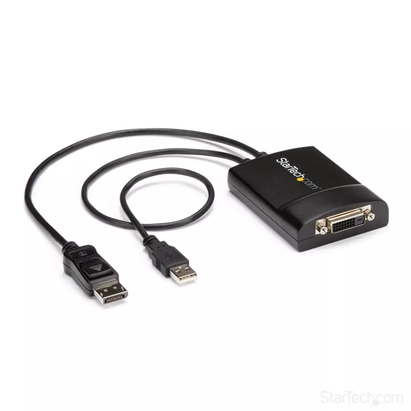 StarTech.com DP2DVID2 – aktyvus adapteris DisplayPort į DVI Dual Link, 2560x1600 60Hz, USB maitinimas, fiksuojanti jungtis
