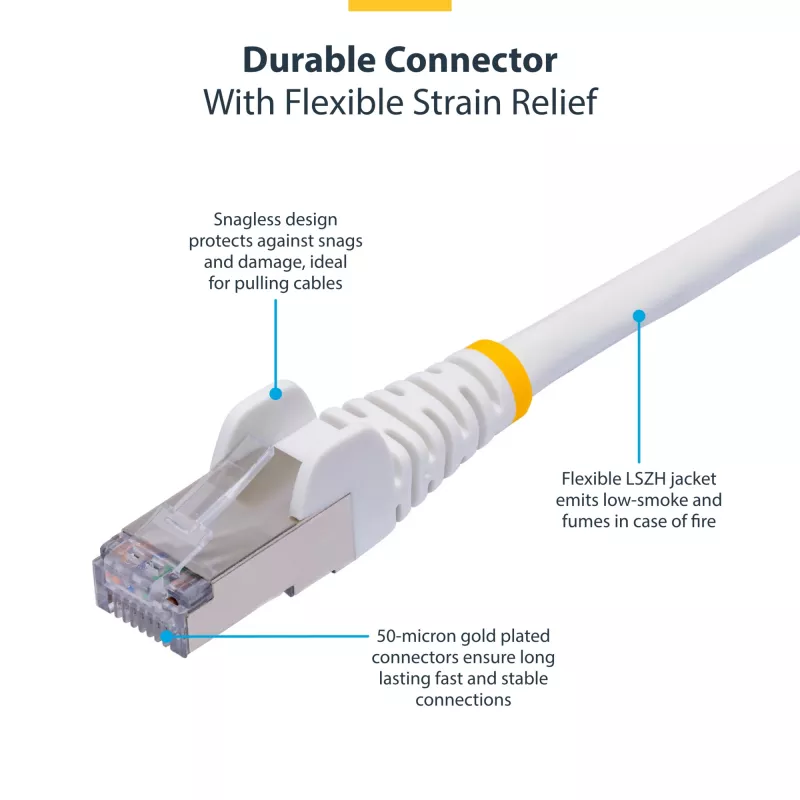 StarTech.com 10 m balta CAT8 Ethernet kabelis, RJ45, 25G/40G, 2000 MHz, 100W PoE++, S/FTP, 26AWG gryna vario viela, LSZH, ekranuotas tinklo laidininkas su įtempimo reljefais, individualiai išbandytas