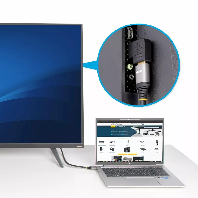 StarTech.com 90° Horizontalus HDMI 2.0 Adapteris, Kištukas į Lizdą, 4K 60Hz, 18Gbps