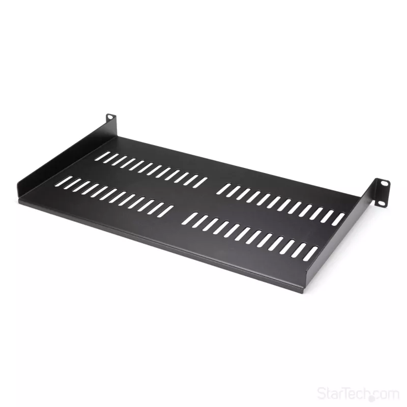 StarTech.com 1U Server Rack Shelf - Universali ventiliuojama konsolinė lentyna 19 inch tinklo įrangos stovui ir spintelei - Tvirtas plienas - Keliamoji galia 44 svarai (20 kg) - 10 colių gylio lentyna, juoda