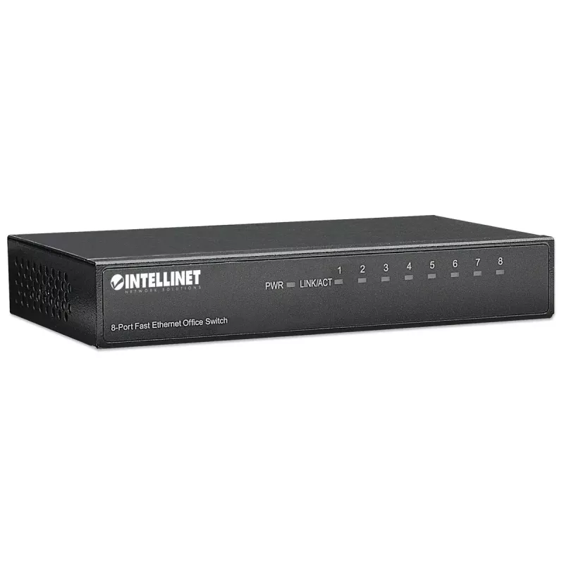 Intellinet 8 prievadų „Fast Ethernet“ biuro jungiklis, metalinis, stalinis, IEEE 802.3az