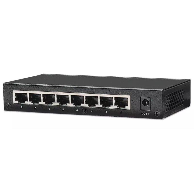 Intellinet 8 prievadų „Fast Ethernet“ biuro jungiklis, metalinis, stalinis, IEEE 802.3az