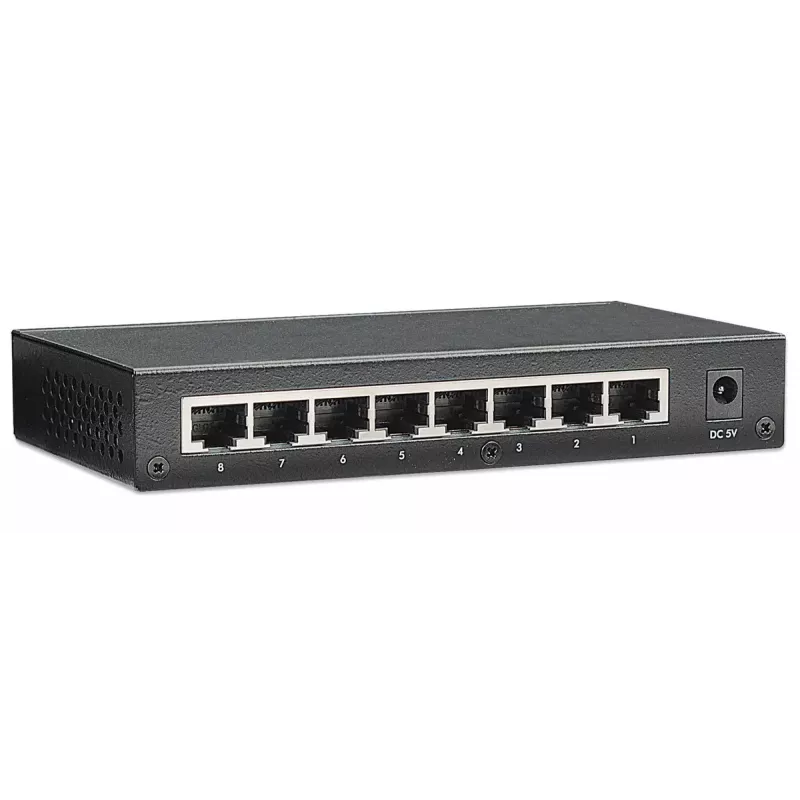Intellinet 8 prievadų „Fast Ethernet“ biuro jungiklis, metalinis, stalinis, IEEE 802.3az