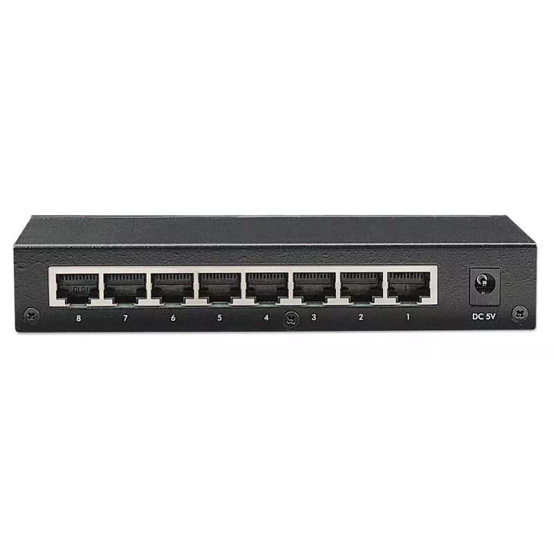 Intellinet 8 prievadų „Fast Ethernet“ biuro jungiklis, metalinis, stalinis, IEEE 802.3az