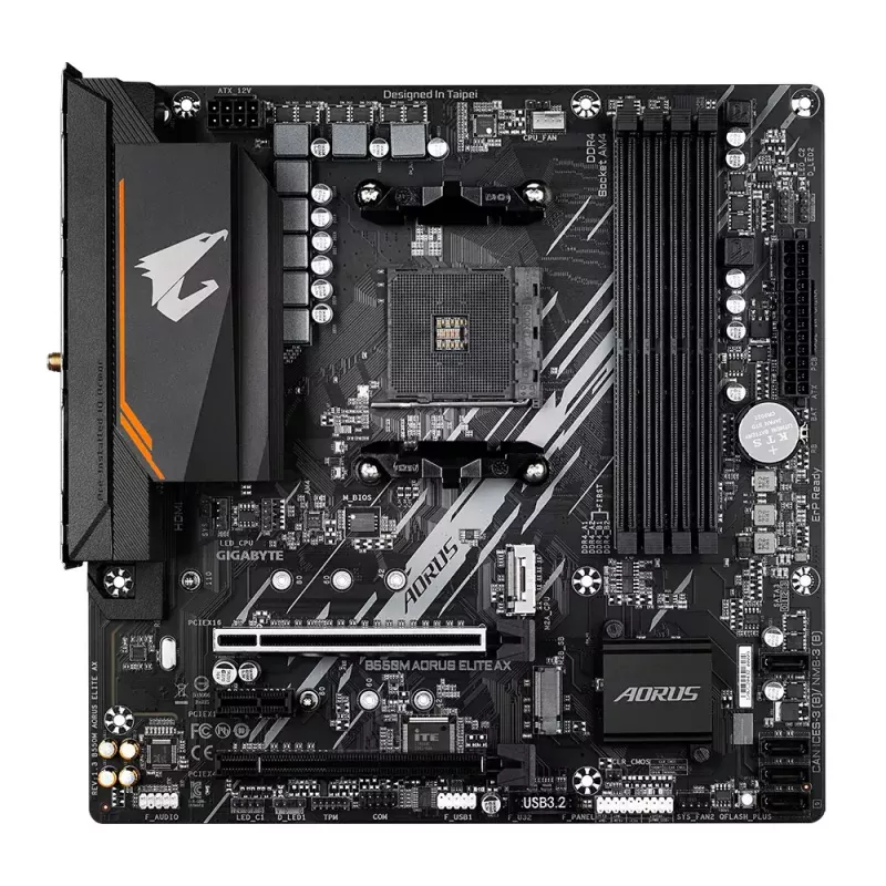 Motininė plokštė GIGABYTE B550M AORUS ELITE AX, AMD B550, lizdas AM4, Micro ATX