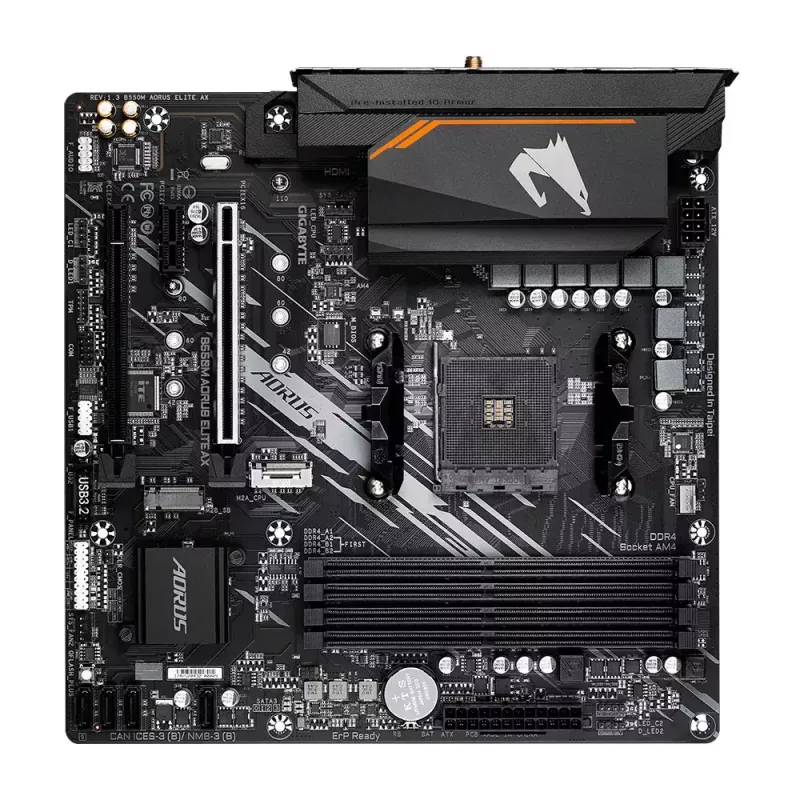 Motininė plokštė GIGABYTE B550M AORUS ELITE AX, AMD B550, lizdas AM4, Micro ATX
