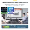 StarTech.com 4 prievadų kelių įrenginių USB-C įkroviklis, 240 W bendra galia, vienas prievadas 140 W EPR, PD 3.1, varžtiniai fiksavimo prievadai, konferencijų salėms, montavimo laikiklis paviršiui