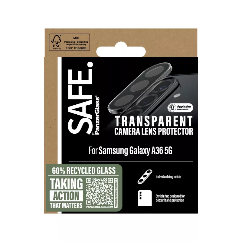 Apsauginis kameros lęšio stikliukas PanzerGlass Samsung Galaxy A36 5G Skaidrus Atsparus Įbrėžimams Smūgiams