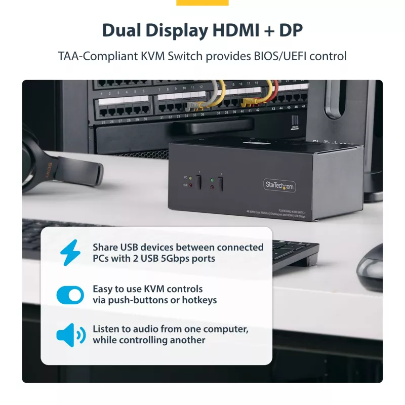 StarTech.com P2ADDH462-KVM-SWITCH – KVM jungiklis, juodas
