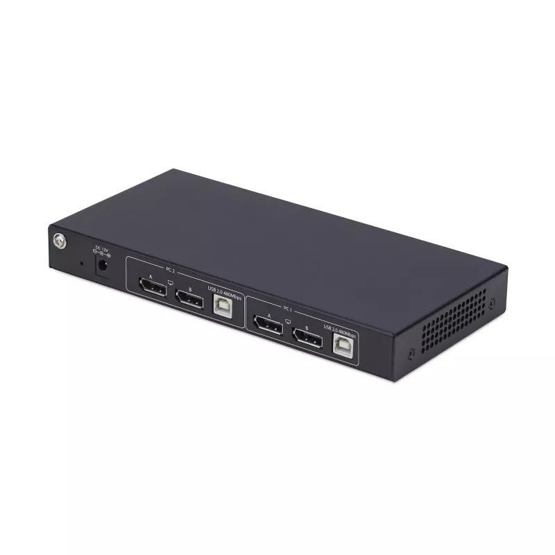 StarTech.com 2 prievadų dviejų monitorių DisplayPort KVM jungiklis su dviejų vaizdų vaizdo matrica, 4K 60Hz, 4x USB šakotuvas, karštųjų klavišų perjungimas, DP 1.2 matrica KVM, TAA atitikmuo