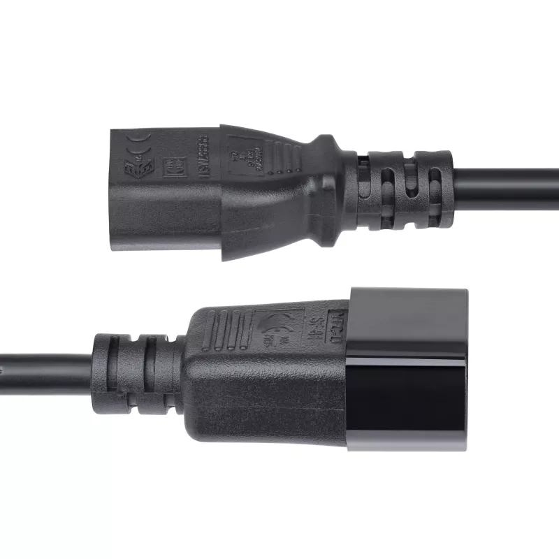 StarTech.com 4,5 m (15 pėdų) maitinimo ilginimo laidas, C14 į C13 PDU maitinimo laidas, 15A 250V, 14AWG, kintamosios srovės kabelis PDU / maitinimo šaltiniui, KEMA-KEUR sertifikuotas
