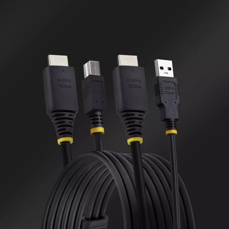 StarTech.com 10ft (3m) HDMI ir USB 5Gbps KVM laidas, 4K 60Hz, HDMI 2.0 ir USB kombinuotas laidas KVM jungikliams